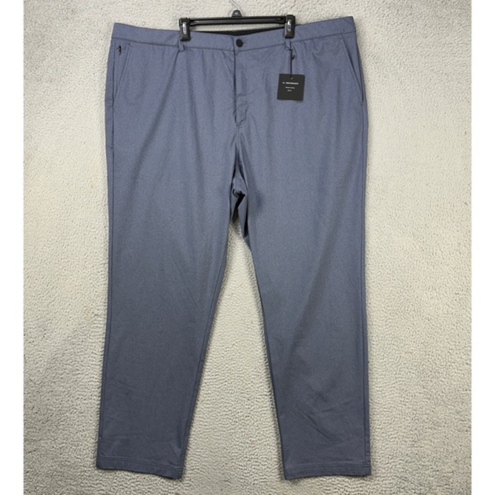 01.Algo Mens Chino Golf Pants 44 Blue Performance Tech Flat Front Wicking NEW